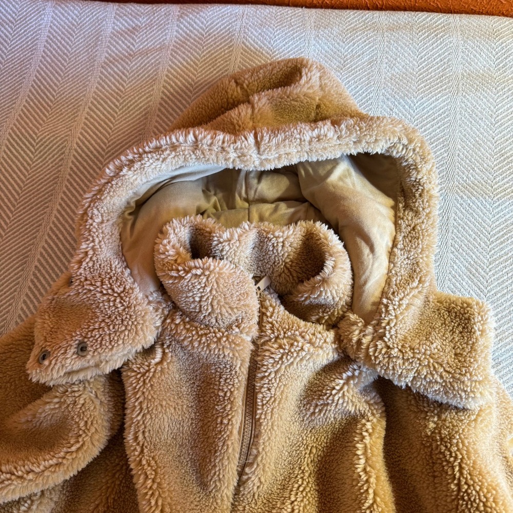 Alo Yoga Foxy Sherpa‎ Hooded Jacket Camel Teddy Fleece Women's L - Picture 5 of 10